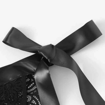 Sexy Lace Split-cut Lace Bikini Fashion Strapping Three-point Bowknot Bralette Lingerie Underwear Women Set See Through Bra