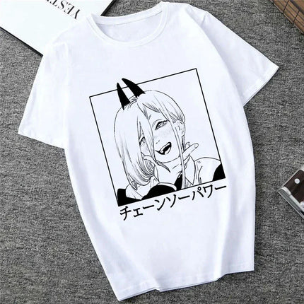 Japanese Anime Denji Tshirt Unisex Chainsaw women T Shirt Women Funny Cartoon Pochita Makima T-shirt Graphic Tees Tops Female 90
