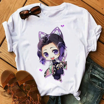 Kimetsu No Yaiba Kamado Nezuko Graphic Print T-shirt Women Harajuku Aesthetic White Tops Tshirt 2021 Japan Style Female T Shirt