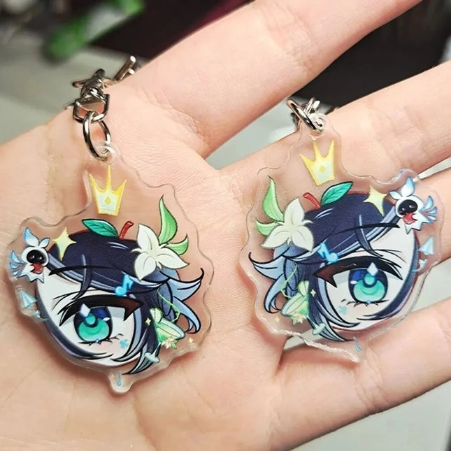 Game Venti Neuvillette Flins Cosplay Keychain Kawaii Acrylic Keyring Key Chain Bag Ornament Decoration Props