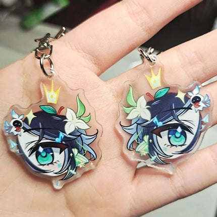 Game Venti Neuvillette Flins Cosplay Keychain Kawaii Acrylic Keyring Key Chain Bag Ornament Decoration Props