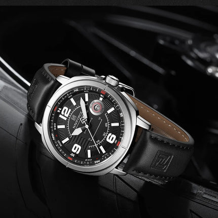 NAVIFORCE Brand Men Quartz Watch High Quality PU Band Calendar Male Wristwatch Auto Date Display Waterproof Clocks Reloj Hombre