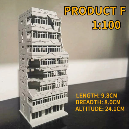 1:150 1:100 N Scale Battle Damaged Building Assembly Model Toys Military Scene Layout Materials Diorama Kits 1Pcs