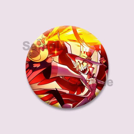 Lucifer Alastor Duckies Soft Button Pins DIY Round Snap-in Brooches Backpack Shirt Accessories  Customize Cartoon Cosplay Badge