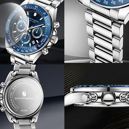 SAPPHERO Fashionable Men's Watch Date Display 5ATM Waterproof Watch Stainless Steel Watch Strap Men's Gift Watch For Men
