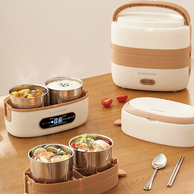 220V Multilayer Electric Lunch Box 2L Appointment Food Heater Portable Bento Box 304 Stainless Steel Keep Warm Box Multifunction
