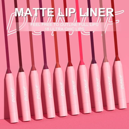 18 Color Matte Lipstick Pen Waterproof Lasting Nude Brown Lip Liner Pencil Red Lip Contour Tint Lip Contouring Cosmetic Makeup