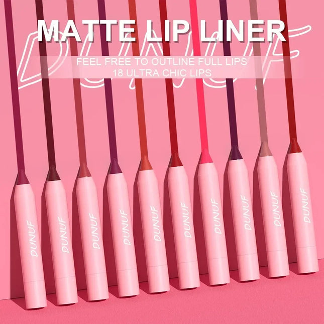 18 Color Matte Lipstick Pen Waterproof Lasting Nude Brown Lip Liner Pencil Red Lip Contour Tint Lip Contouring Cosmetic Makeup