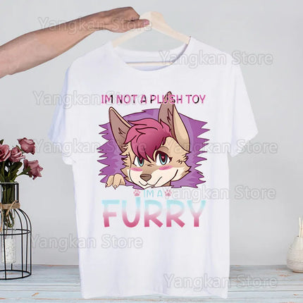 Meme Funny Fur Furry Cute T-Shirt Men Unisex Anime Cartoon Design Men Tee Shirt Homme Summer Tops Short Sleeve Vintage Style