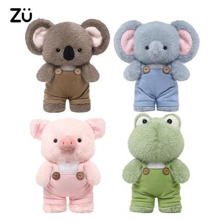30cm Cartoon Cute Stuffed Animal in Overalls Kawaii Plushies Frog Cat Elephant Koala Pig Soft Toys Lovely Gift For Friends Girl