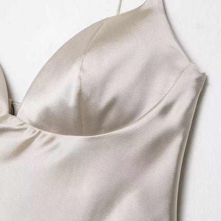 Autumn Satin Textured Black Sling Tops Women Elegant V-neck Backless Tops Shirt Women Sexy Tops Club Party Tanks 2025 New