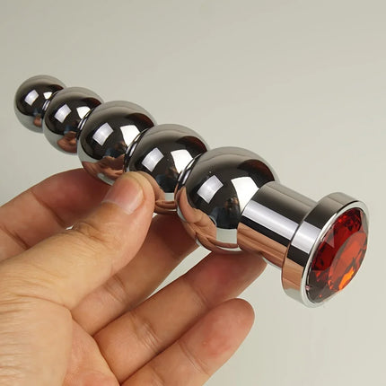Stainless Steel Prostate Massage Butt Plug Heavy Anus Beads with 5 Balls Sex Toys for Men/ Women/Gay Metal Anal Plugs