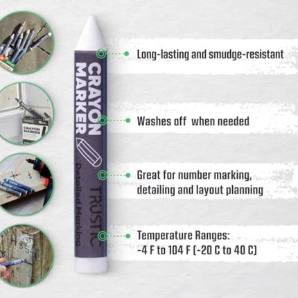 Universal Crayon Wax Marker for Industrial and Craft Detailed Marking on Lumber Metal Carton Ceramics Concrete Glass Plastic Ti