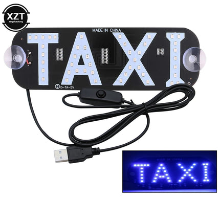 12V LED Car Taxi Indicator Windshield Lamp Taxi  Light License Plate Lamp Energy-saving Long-life Lamp USB Cable with Switch