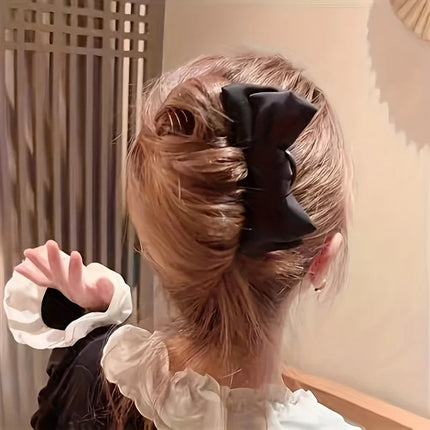 1/2pcs Fashion Women Bow U-shaped Hair Clip Suitable for Girl Daily Wear Accessory Elegant Black Boutique Hairpin Hair Accessory