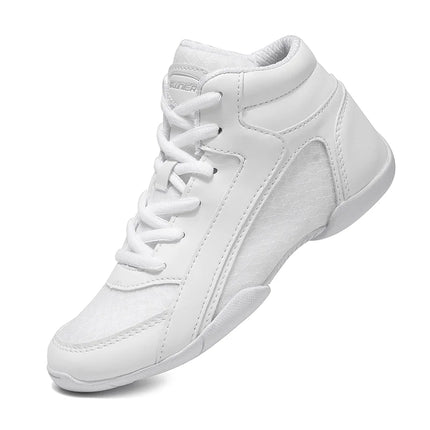 BAXINIER Girls White High Top Cheerleading Shoes Lightweight Youth Cheer Competition Sneakers kids Training Dance Tennis Shoes
