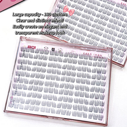 BQI Large-Capacity Glue-Free False Eyelashes Natural Curled Segmented Self-Adhesive Eyelashes No Glue Require Easy to Wear