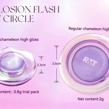 RMT Chameleon Highlight Pink Purple Fine Powder Cream Blusher Shiny ROMATIC Face Brighten High Gloss Integrated Plate Makeup
