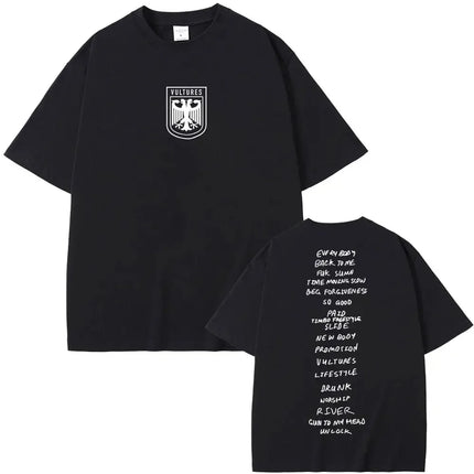 Rapper Kanye West New Music Album Vultures Graphic T-Shirts Men Women Hip Hop Street Fashion Oversized Tees Pure Cotton Tops