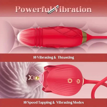 Rose Sucking Thrusting Dildo Vibrator for Women Clitoral Nipple Stimulator Vibrating Egg Tongue Licking Clitoris Suction Sex
