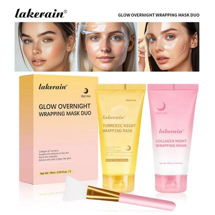 Glow night Wrapping Mask Deep Hydration Care Reduces Sagging&Dullness Even Skin Tone Mask Collagen Turmeric Hydrating Moisturize
