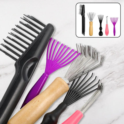 5-Piece Comb and Brush Cleaner Set - Hair Rake & Cleaning Brush for Home Salon Use