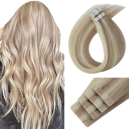 Full Shine Virgin Injection Tape in Human Hair Extensions Invisible Hand Tied Tape in Hair Extension Human Hair Natural Adhesive