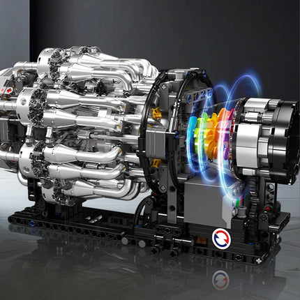 Mould King 10216 Technical Car Engine Toys The Motorized Turbojet Engine Building Block Assembly Engine Brick Kid Christmas Gift