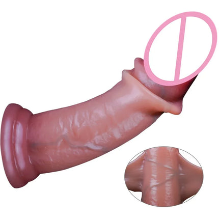 Skin Sliding Foreskin Testicles Realistic Dildo Soft Silicone Anal Plug Butt Prostate Stimulator Sex Toy for Adult Men Women 18+