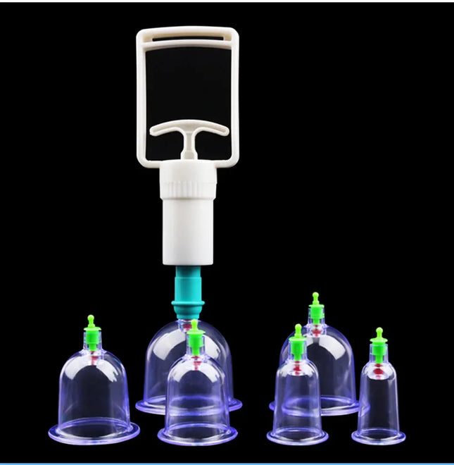 6Pcs Vacuum Cupping Sets with Pumping Gun Suction Cups Back Massage Body Cup Detox Anti Cellulite Therapy Cans Healthy Care Jars