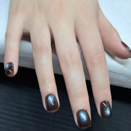 MN 10ml 1-12pcs 2025 Autumn Blue Brown Cat Eye Gel Nail Polish Popular Flash Chocolate Glass Beads Nails Black Nails Christmas