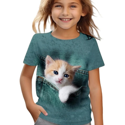 T-Shirts for Girls Fashion Capybara Children Clothes Summer Girls Clothes 7 to 8 Years Tops Cute Cat Printed Tees Child T-Shirt
