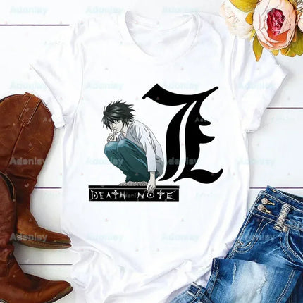 Death Note L Ryuk Summer Shirt Graphic T Shirt Women Tops O-neck Tees Funny Girls Anime Ryuuku Animation Collectable Tshirt
