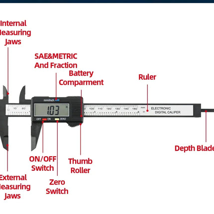 Vernier Caliper Plastic Foot Meter Electronic Ruler Vernier Caliper Measurement Tool Digital Micrometer Calibrator Tools Hand