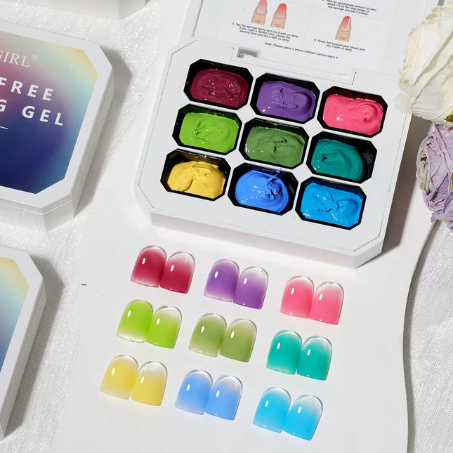 9-colors Memories of Autumn Patter Glue Smudges Canned High Saturation Popular Semi-solid Nail Polish Glue Nail Salon