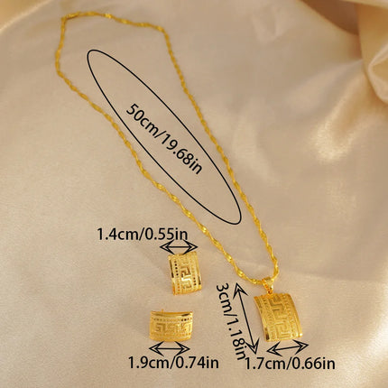 Ethiopian Jewelry Set Gold Eritrean Ethnic Style Habesha Square Necklace Pendant Earrings Saudi National Day