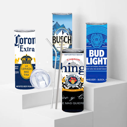 20oz Creative Corona Light Beer Can Modelo Stainless Steel Skinny Tumblers Vacuum Cup With Lid straw Keep Hot Cold Water Bottle