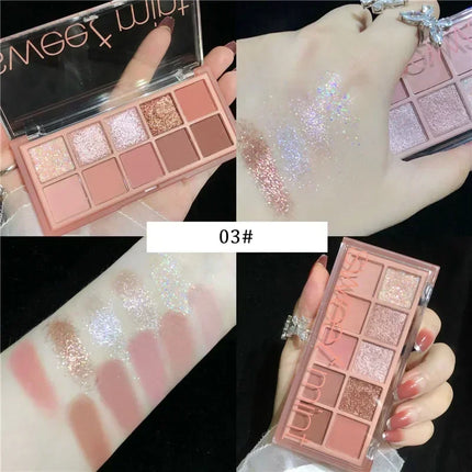 10 Colors Eye Shadow Palette Glitter Pearly Eyeshadow Nude Shiny Long Lasting Waterproof Charming Eyes Make Up Palette Cosmetics