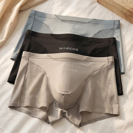 1/3PCS Luxury Satin-like Ice Silk Men Underwear Cool Breathable Double-side Mesh Men's Panties High Elastic Seamless Lingeries