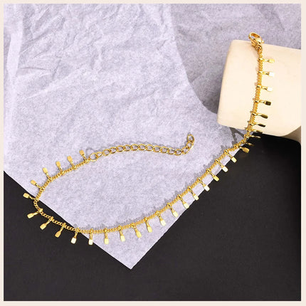 Stainless Steel Dangle Anklet for Women, Fringe Chain  Anklet Bracelet on Leg  ,Bohemian Style Summer Anklet Beach Jewelry