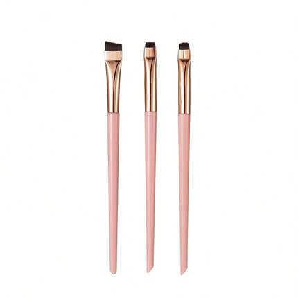 3Pcs Angled Eyeliner Brush Set - Micro-Fine Tip for Brows & Cut Crease, Vegan Professional Makeup Brushes (Studio Quality)