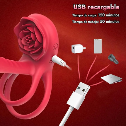 Powerful Rose Vibrating Cock Ring Vibrator Penis Sleeve Sucking Stimulator G-spot Erection Ring Clitoral Couples Adult Sex Toys