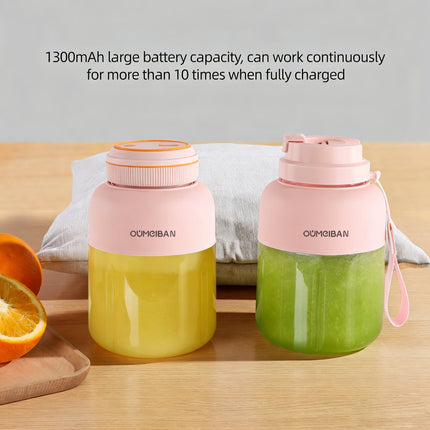 High Aesthetic 1300ml Large Capacity USB Rechargeable Portable Blender Juicer, Kitchen Fruit Juicer, Food Prep