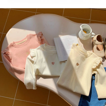 New Children's T-Shirt Sweater Girls Long-Sleeved Spring and Fall Models Long-Sleeved Bottoming Shirt Girls Sweater T-Shirt Long