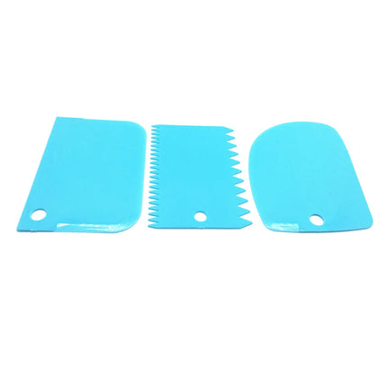 3Pcs Cream Scraper Suit DIY Kitchen  Straight Arc Tooth Shape Cream Bread Cutter Plastic Cake Pasty Scraper Baking Fondant Tools