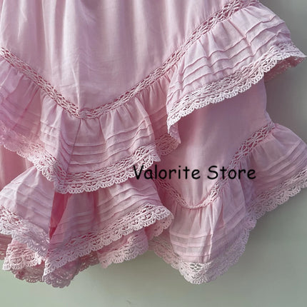 2025 Woman Pink Lace Embroidered Shirt Stand Collar Long Sleeved Hollow Out Buttons Up Matching Layered Shorts Skirts 2pcs set