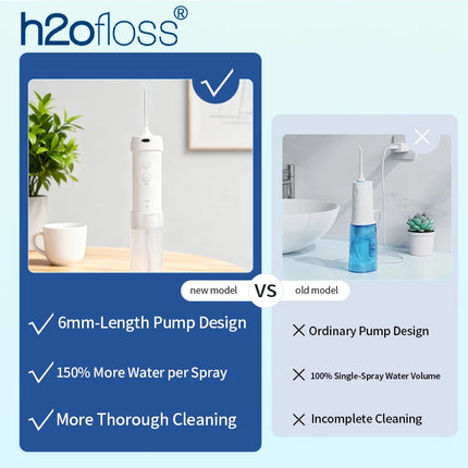 H2ofloss Compact Water Flosser 140PSI Portable Oral Irrigator for Sensitive Gums 5 Modes 5 Nozzles USB Rechargeable Teeth Clean