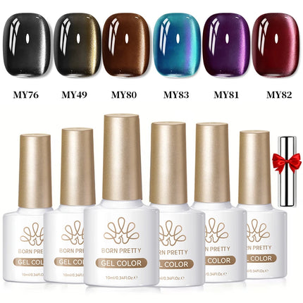 BORN PRETTY Cat Magnetic Moonlight Gel Nail Polish Set 10ml Sparking White Silver Water-light Soak Off UV Gel Nail Art Manicure
