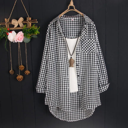 women's mid-length spring and autumn thin jacket loose casual lazy style fashionable top large size long-sleeved shirt