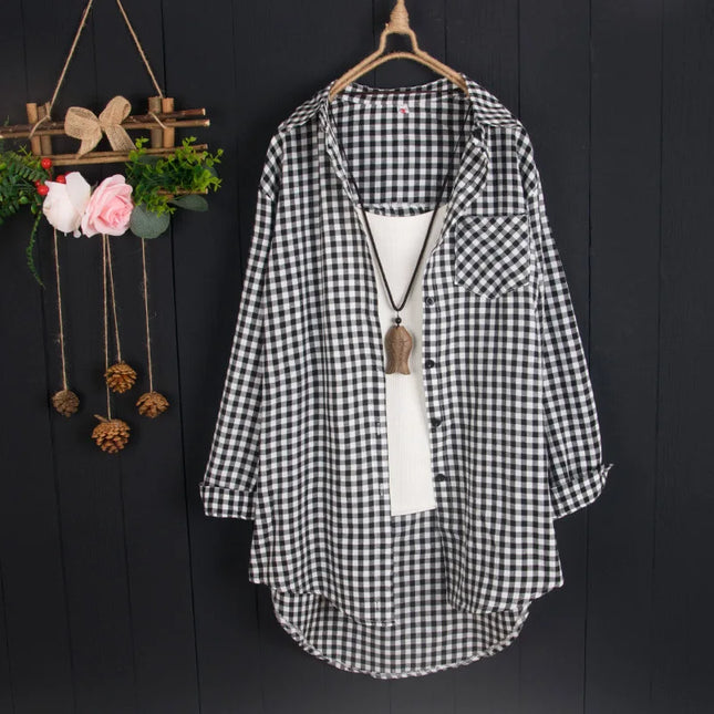 women's mid-length spring and autumn thin jacket loose casual lazy style fashionable top large size long-sleeved shirt